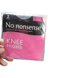 No Nonsense Nylon Knee Highs Comfort Top Sheer Toe 2 Pair Pack USA Tan Size Q